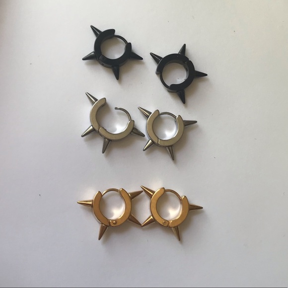 Spiked Huggie Hoops - Picture 5 of 9